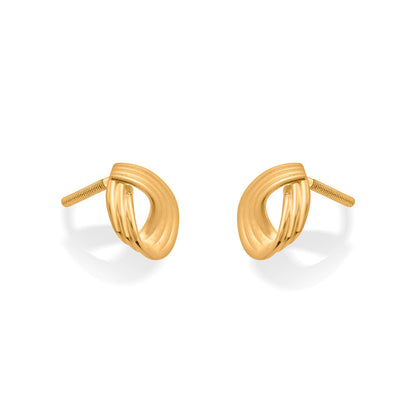 Flow Spiral Gold Stud Earrings for Women