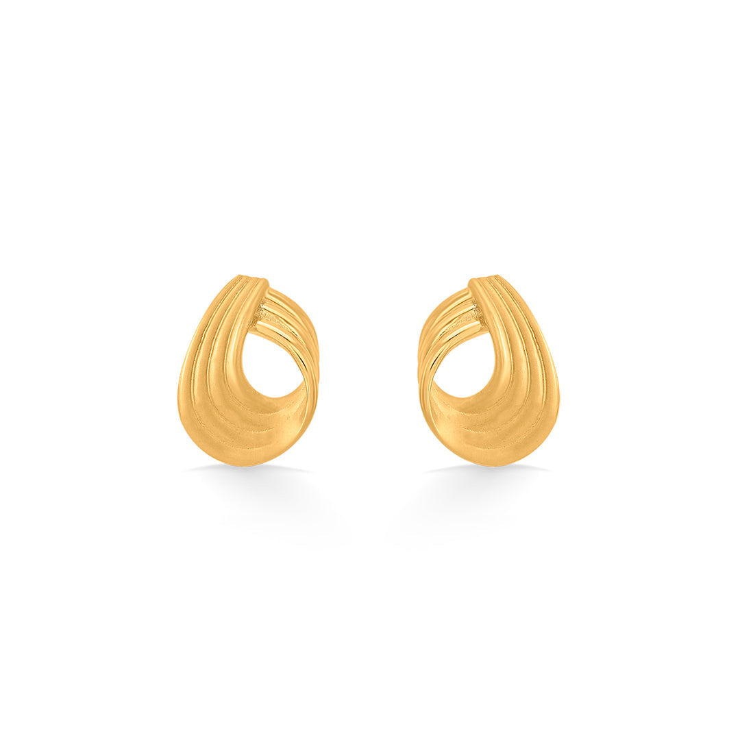 Flow Spiral Gold Stud Earrings for Women