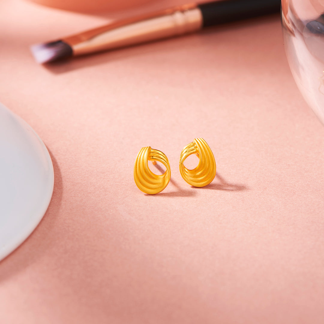 Flow Spiral Gold Stud Earrings for Women
