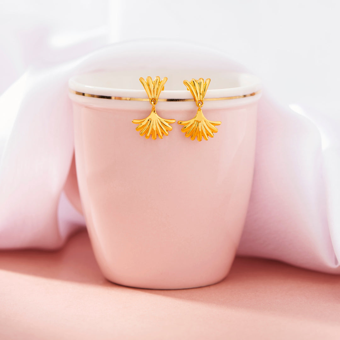 Solar Blossom Gold Drops & Danglers Earrings for Women