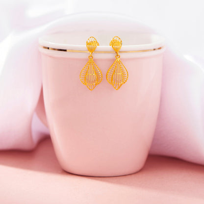 Geometric Lace Gold Drops & Danglers Earrings for Women