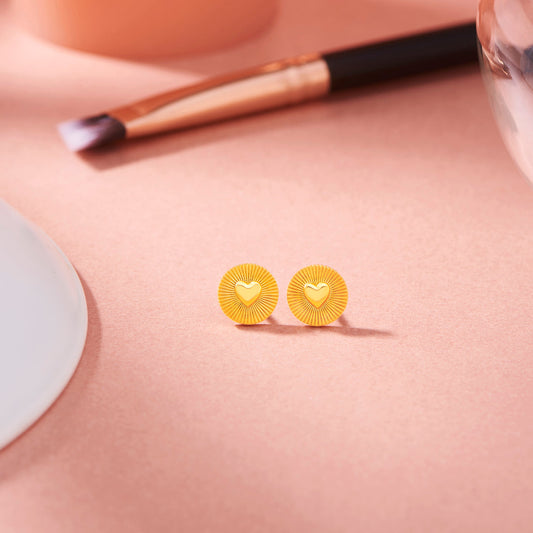 Love Halo Gold Stud Earrings for Women