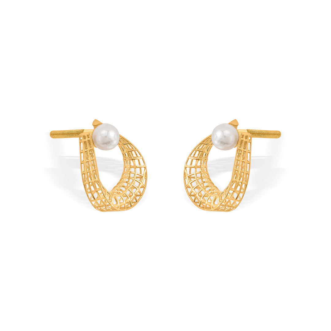 Pearl Mist Gold Stud Earrings for Women
