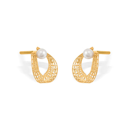 Pearl Mist Gold Stud Earrings for Women