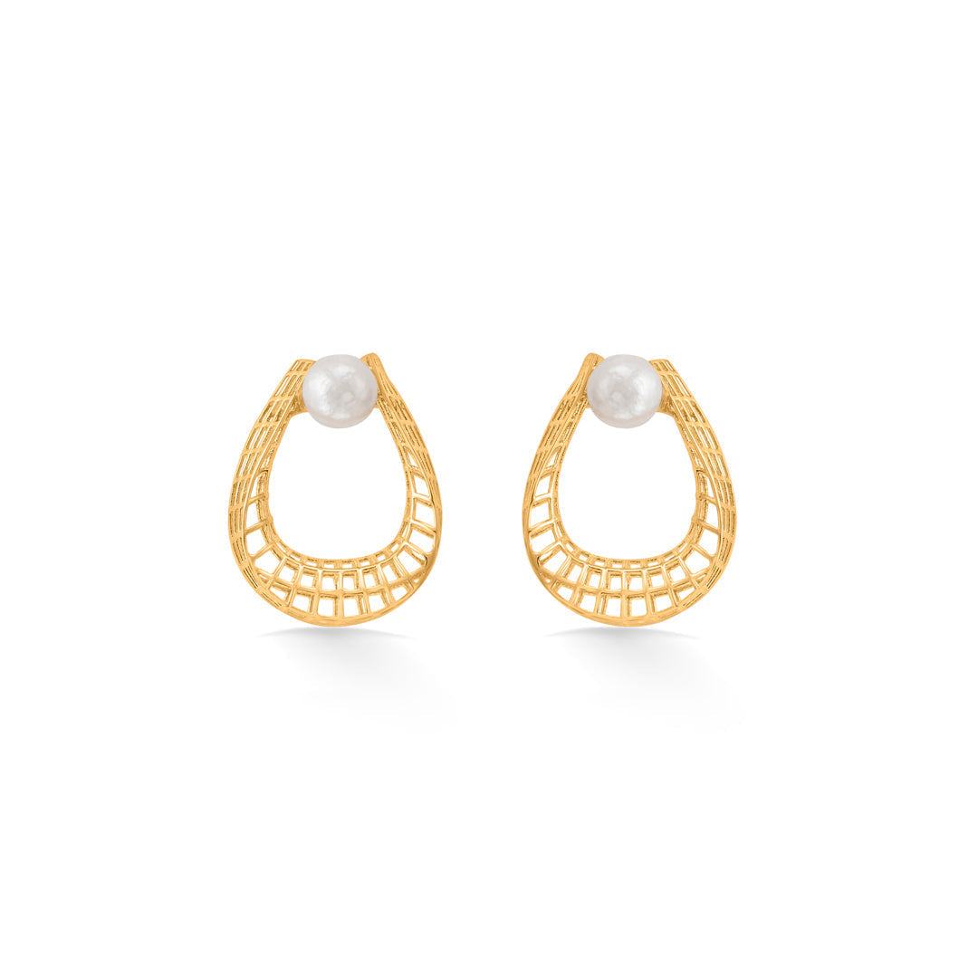 Pearl Mist Gold Stud Earrings for Women