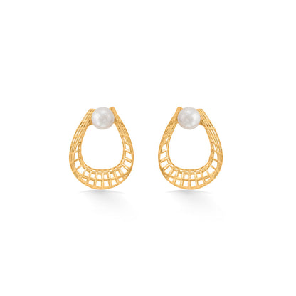 Pearl Mist Gold Stud Earrings for Women