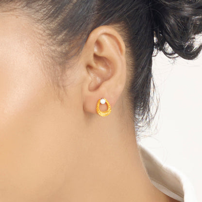 Pearl Mist Gold Stud Earrings for Women