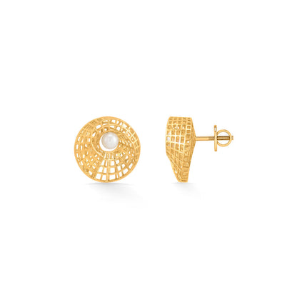 Pearl Weave Gold Stud Earrings for Women