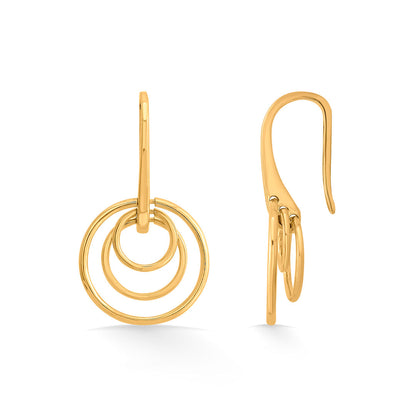 Triple Ripple Gold Drops & Danglers Earrings for Women