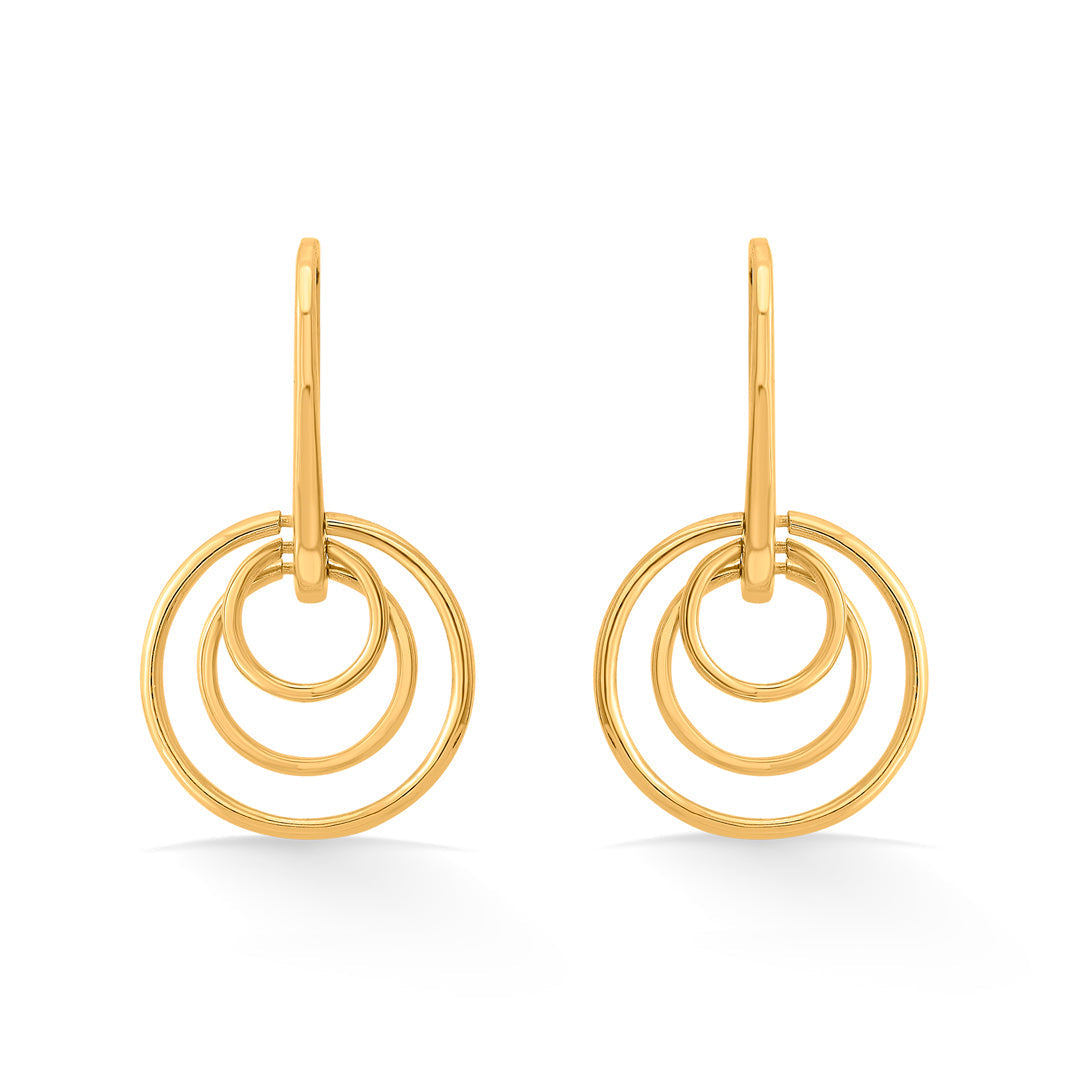 Triple Ripple Gold Drops & Danglers Earrings for Women