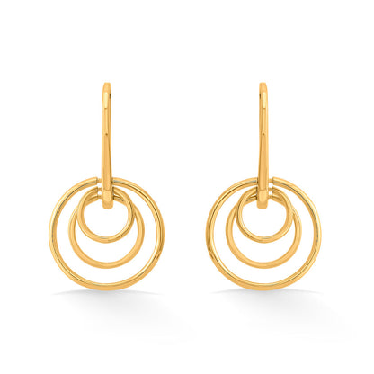 Triple Ripple Gold Drops & Danglers Earrings for Women