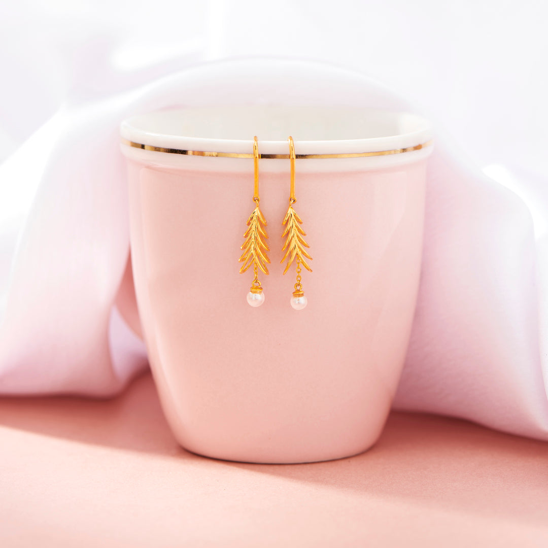 Fern Pearl Gold Drops & Danglers Earrings for Women