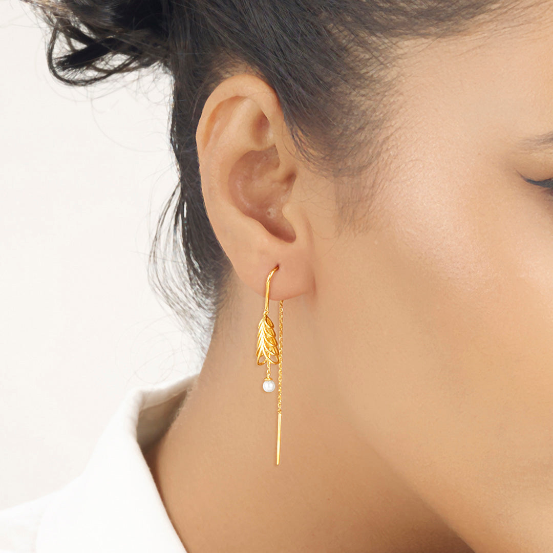 Fern Pearl Gold Drops & Danglers Earrings for Women