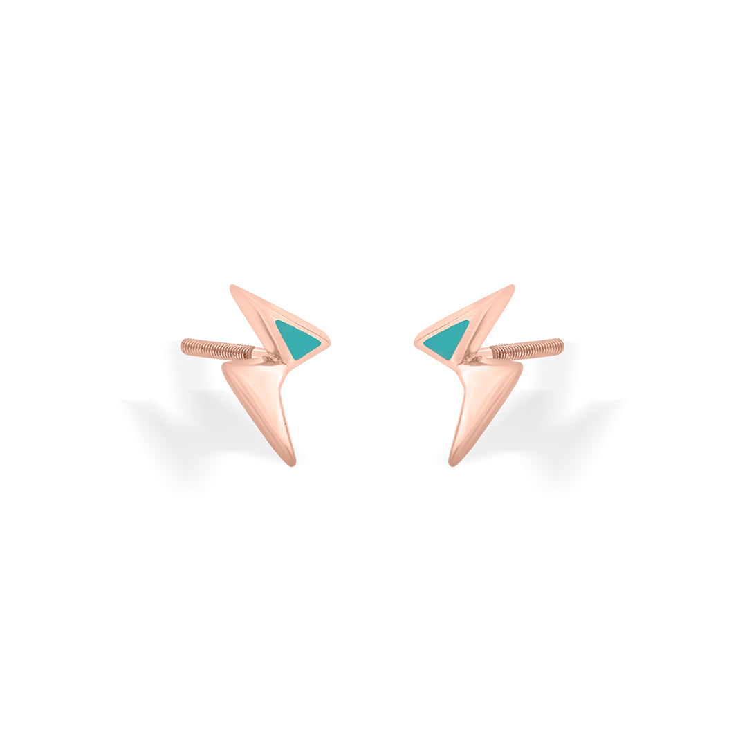Zig Motion Gold Stud Earrings for Women