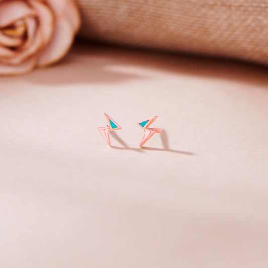 Zig Motion Gold Stud Earrings for Women