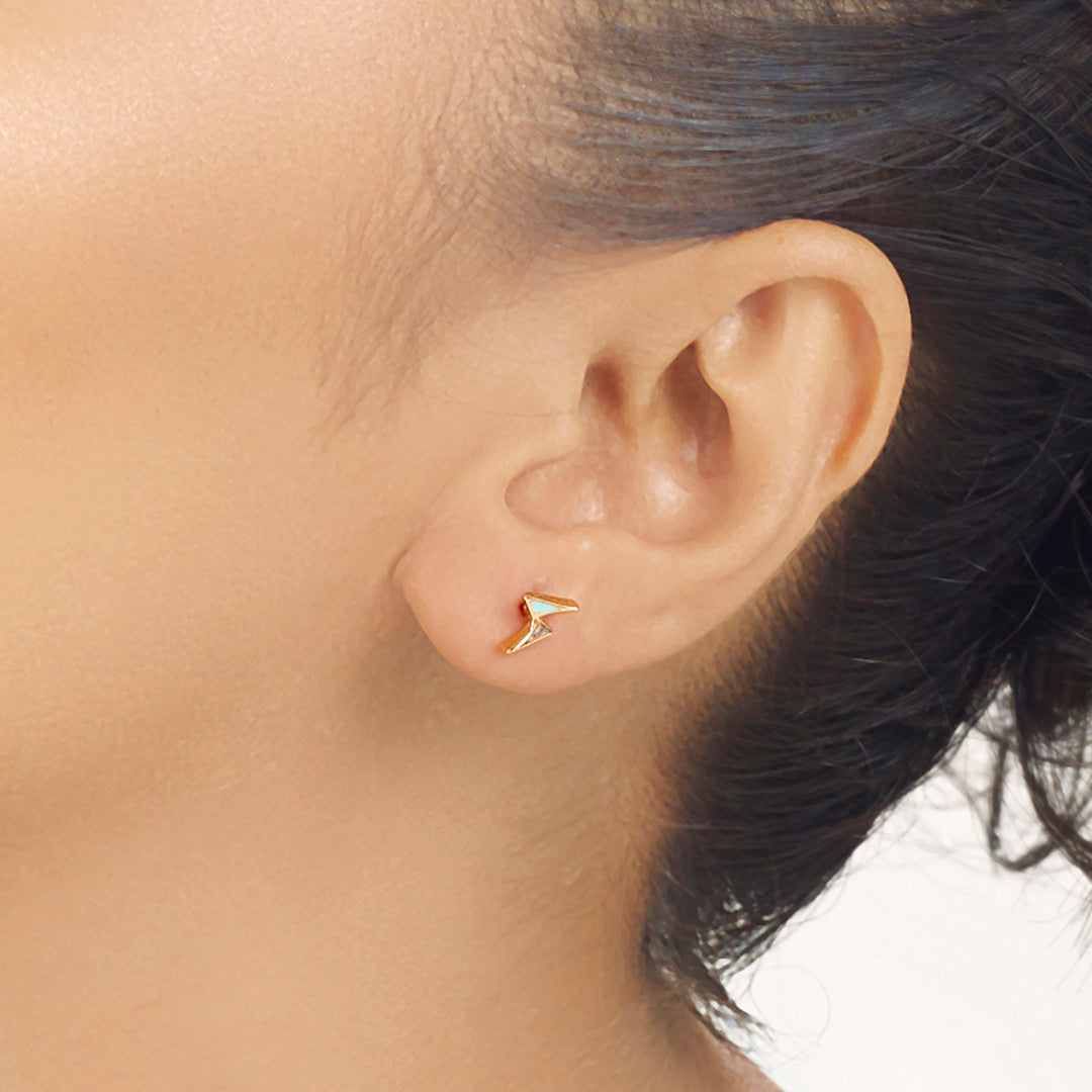 Zig Motion Gold Stud Earrings for Women