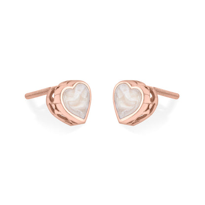 Stone Heart Gold Stud Earrings for Women