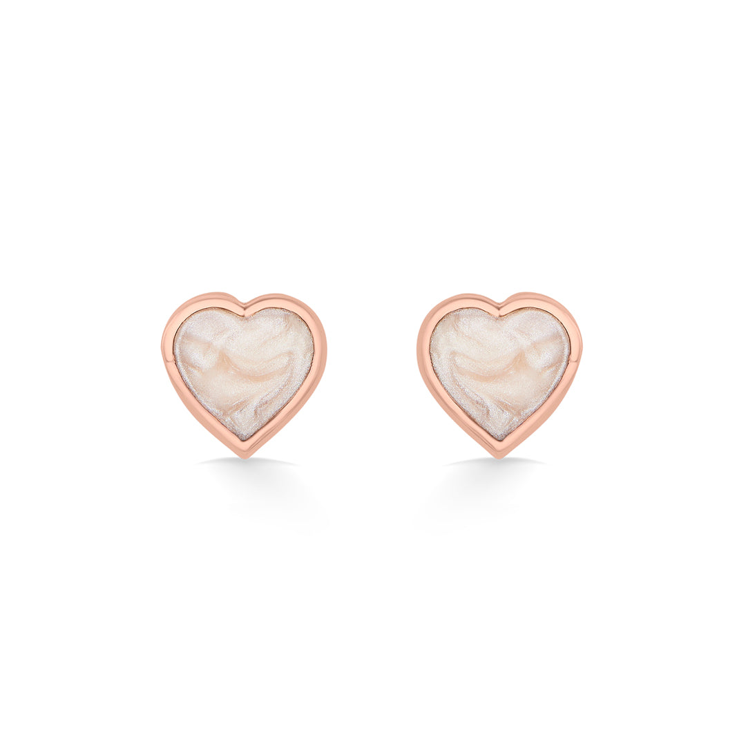Stone Heart Gold Stud Earrings for Women