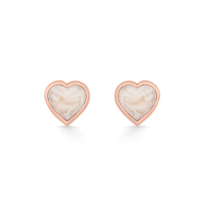 Stone Heart Gold Stud Earrings for Women