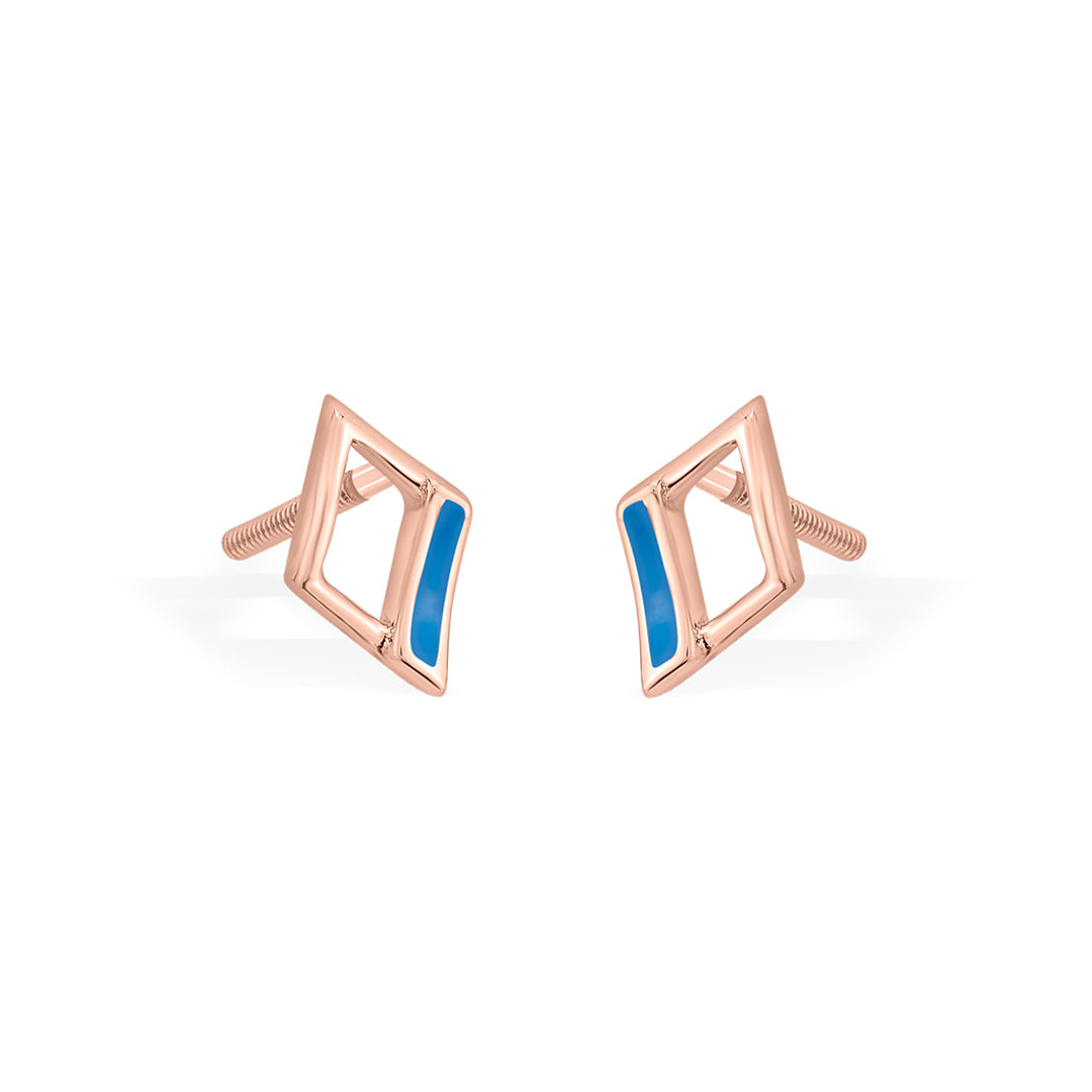 Azure Edge Gold Stud Earrings for Women