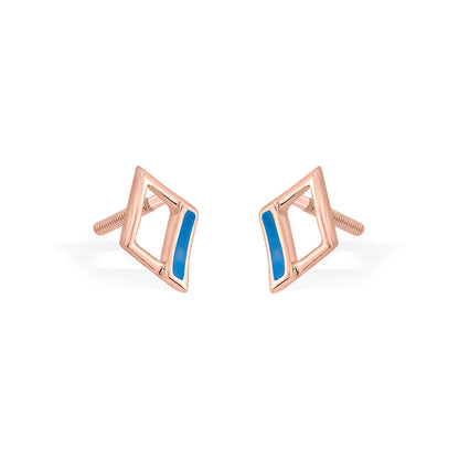 Azure Edge Gold Stud Earrings for Women