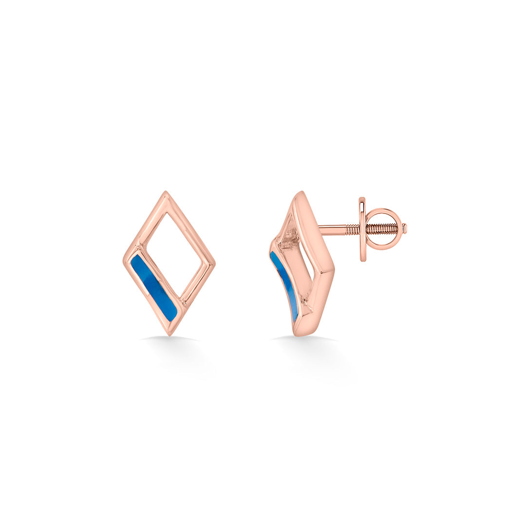 Azure Edge Gold Stud Earrings for Women