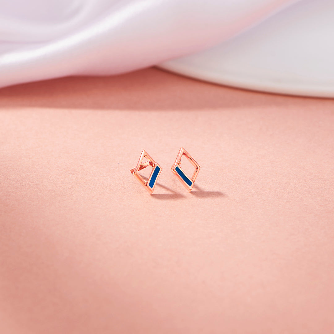 Azure Edge Gold Stud Earrings for Women