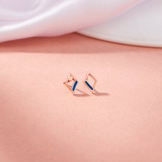 Azure Edge Gold Stud Earrings for Women