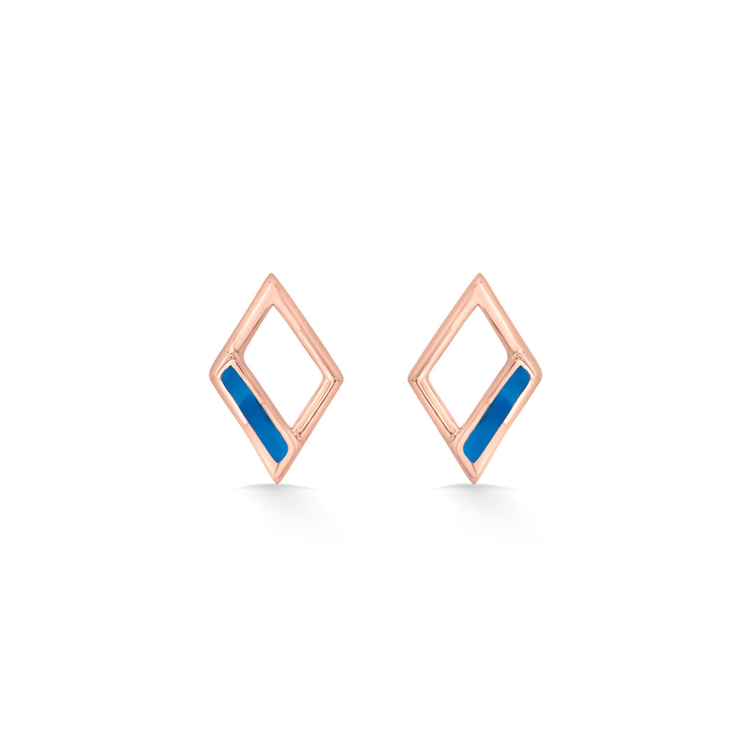 Azure Edge Gold Stud Earrings for Women