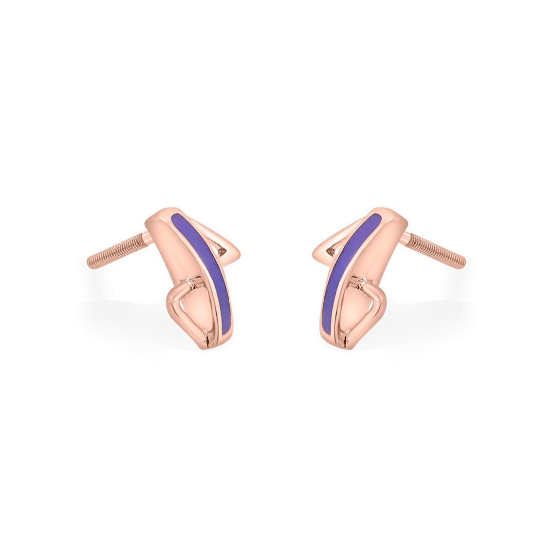 Sleek Lines Gold Stud Earrings for Women