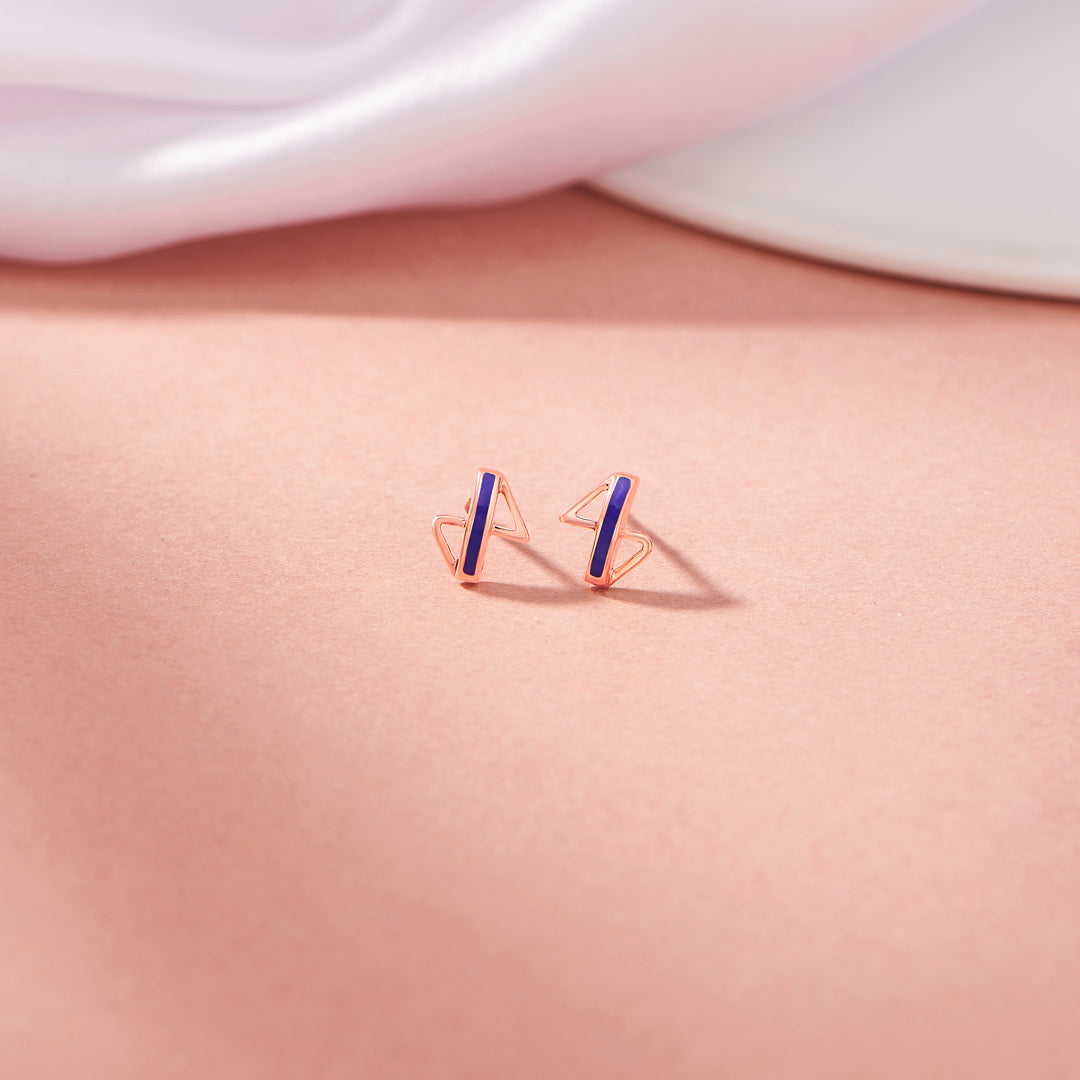 Sleek Lines Gold Stud Earrings for Women