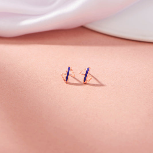Sleek Lines Gold Stud Earrings for Women