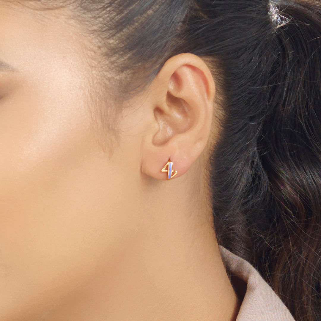 Sleek Lines Gold Stud Earrings for Women