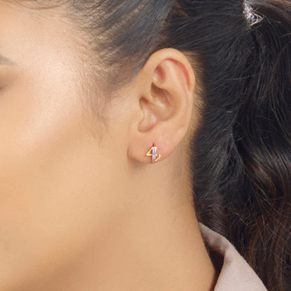 Sleek Lines Gold Stud Earrings for Women