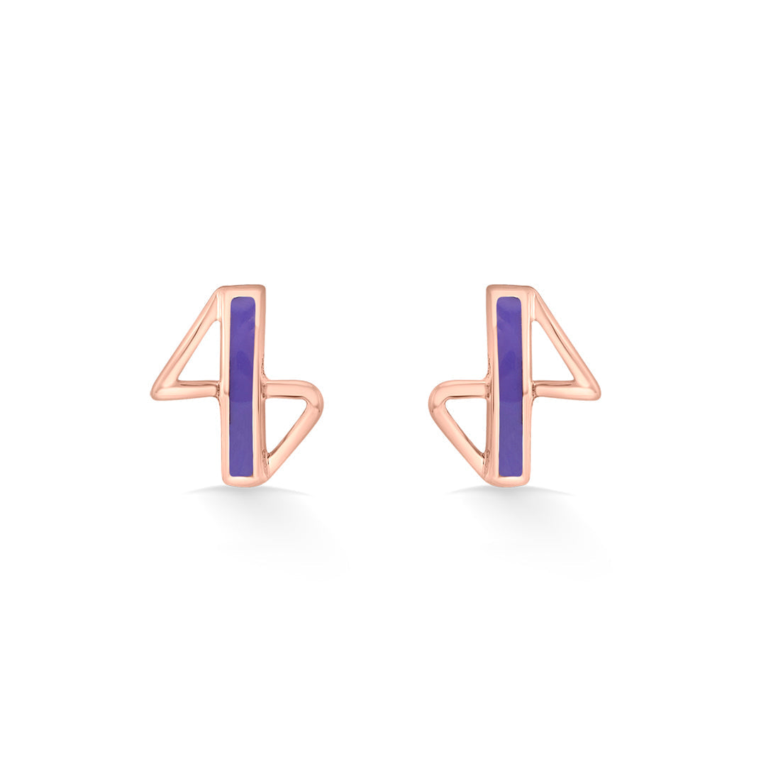 Sleek Lines Gold Stud Earrings for Women