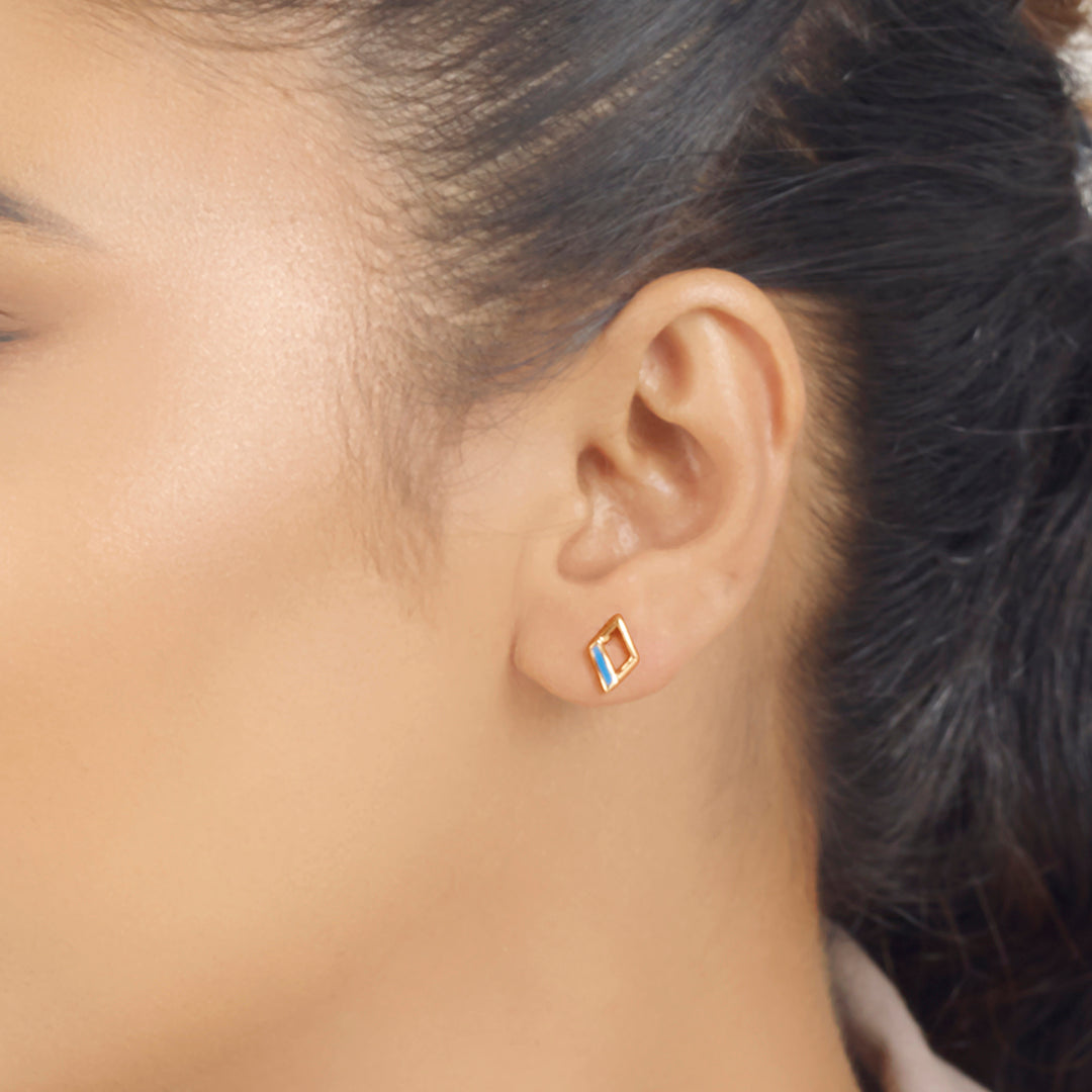 Pop Prism Gold Stud Earrings for Women
