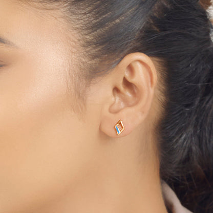 Pop Prism Gold Stud Earrings for Women