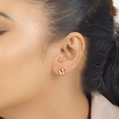 Heart Burst Gold Stud Earrings for Women