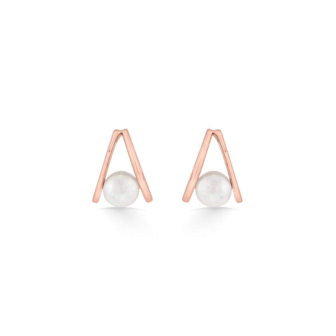 Pearl Pivot Gold Stud Earrings for Women