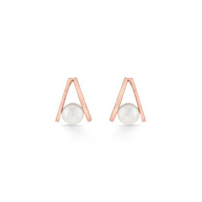 Pearl Pivot Gold Stud Earrings for Women