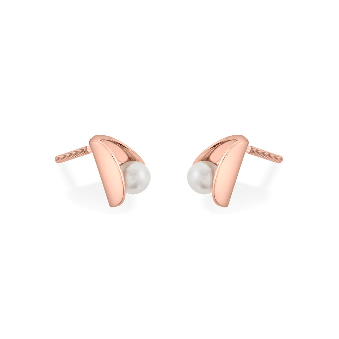 Pearl Pivot Gold Stud Earrings for Women