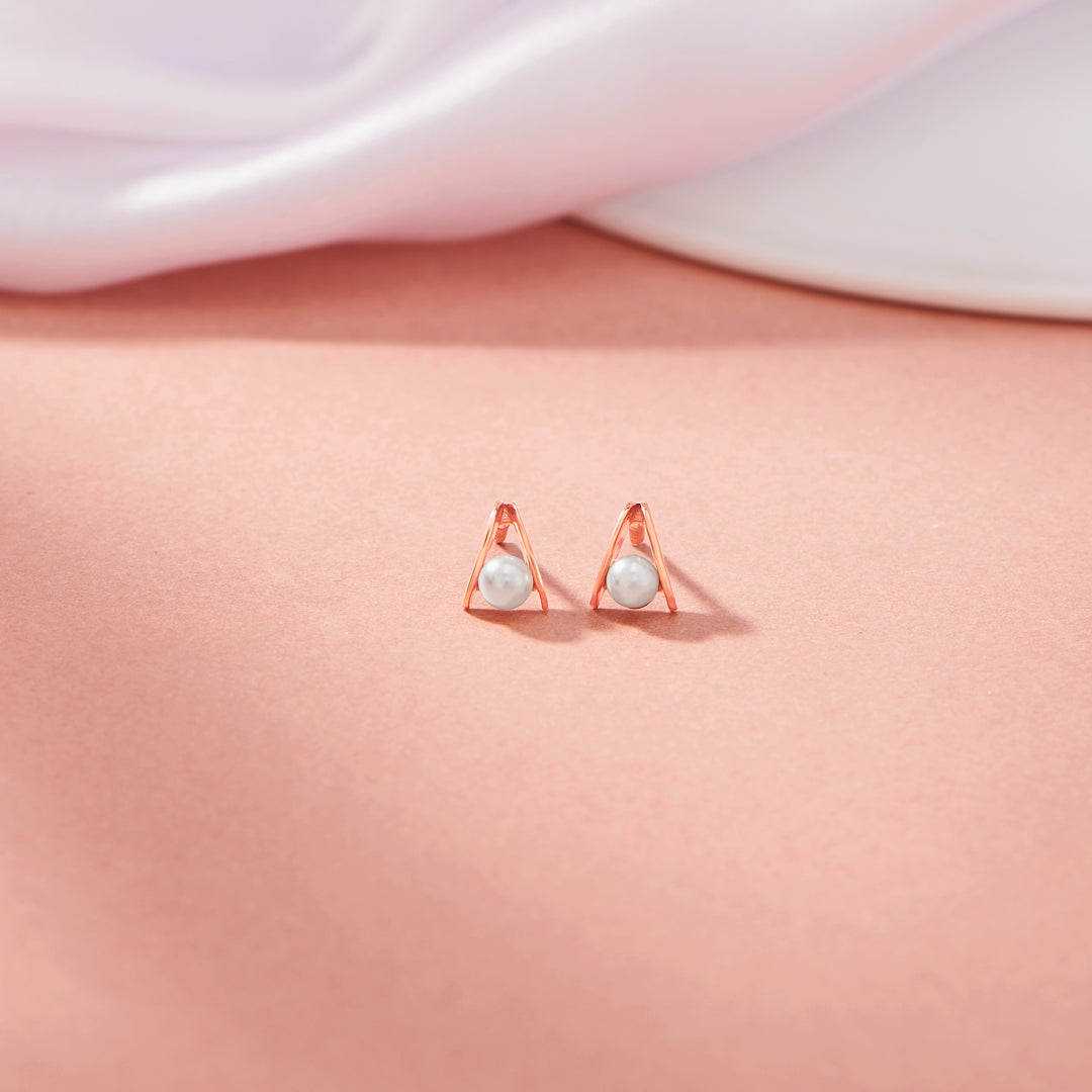 Pearl Pivot Gold Stud Earrings for Women