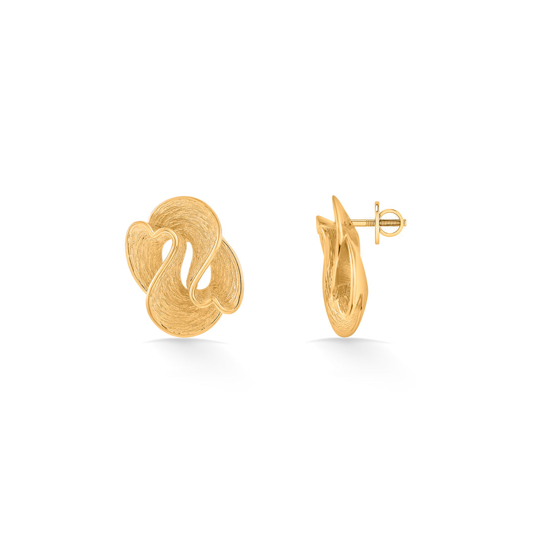 Petal Swirl Gold Stud Earrings for Women
