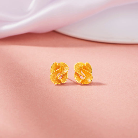 Petal Swirl Gold Stud Earrings for Women