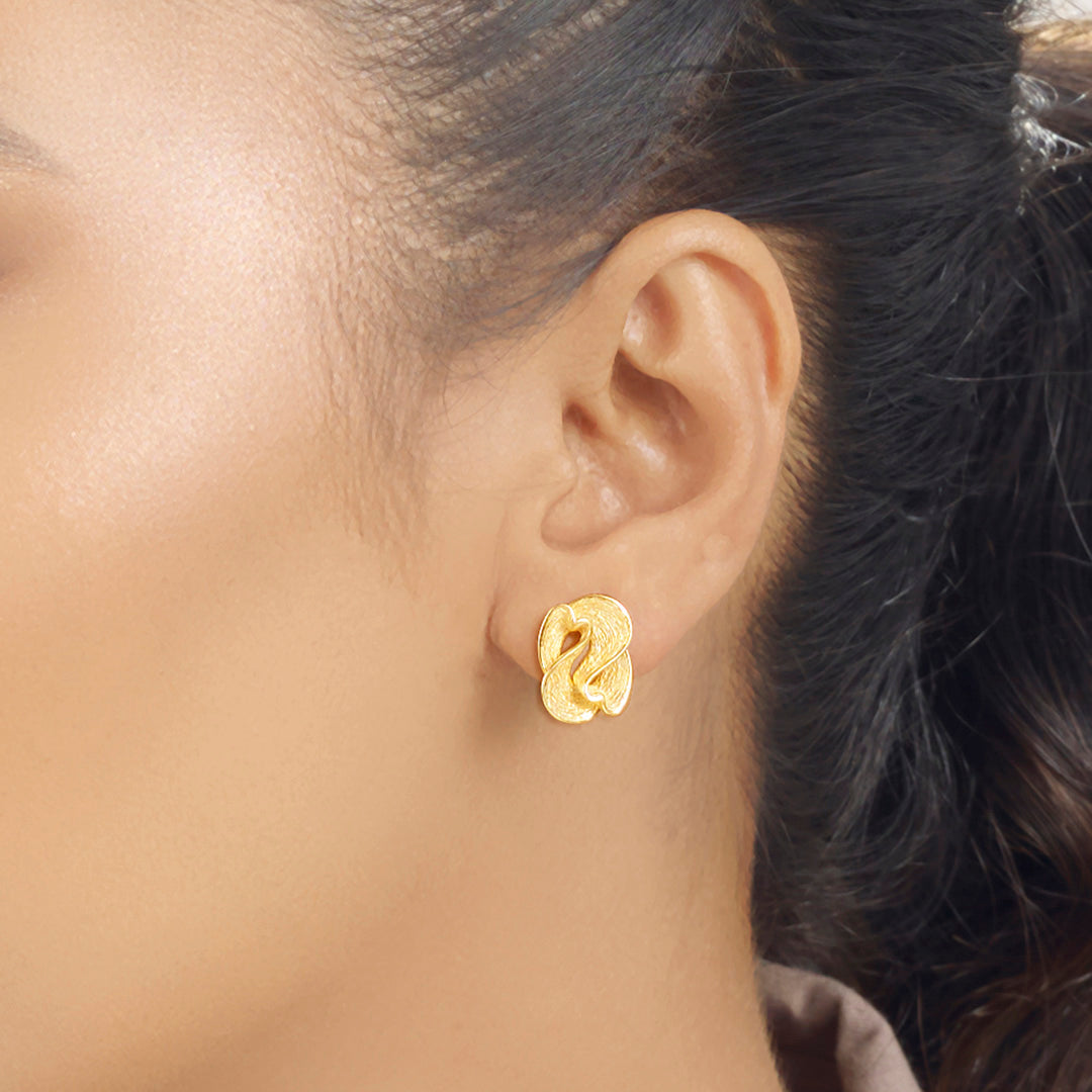 Petal Swirl Gold Stud Earrings for Women