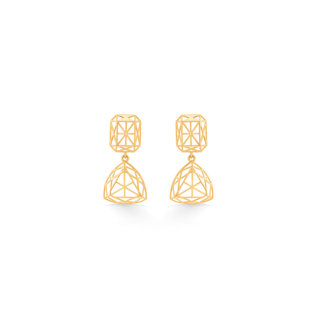 Geometric Cube Gold Drops & Danglers Earrings for Women