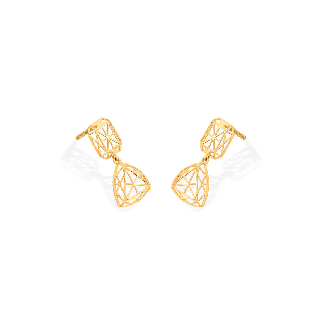 Geometric Cube Gold Drops & Danglers Earrings for Women