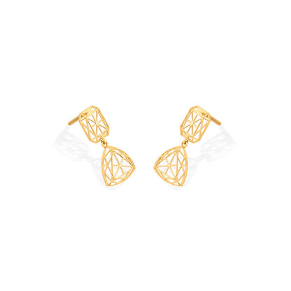 Geometric Cube Gold Drops & Danglers Earrings for Women