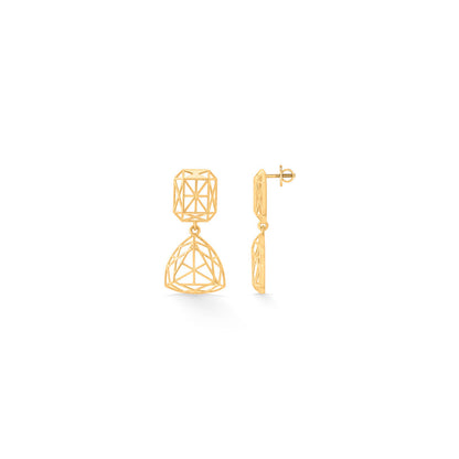 Geometric Cube Gold Drops & Danglers Earrings for Women