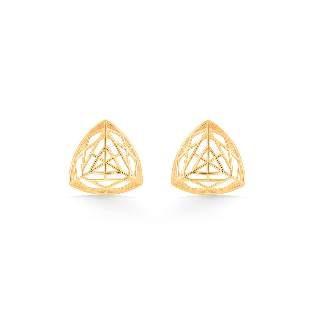 Golden Tri-Weave Gold Stud Earrings for Women